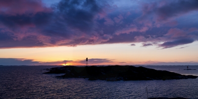 Panoraama auringonlaskusta
